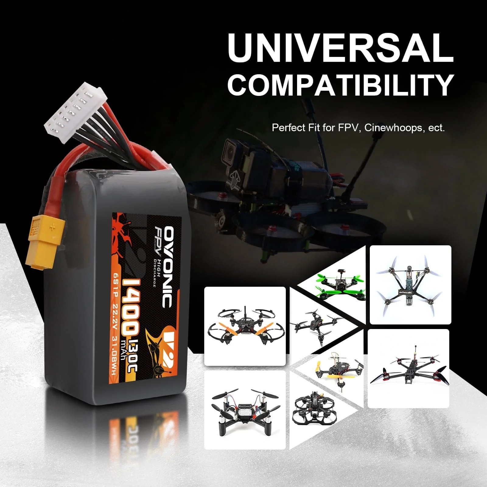 Ovonic 6S 1400mAh 130C LiPo Ba - đánh giá và giá Drone Battery Bag