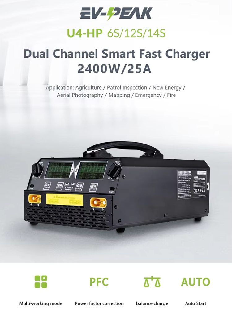 EV-PEAK U4-HP 2400W 25A Dual C - đánh giá và giá Drone Battery Balance Charger
