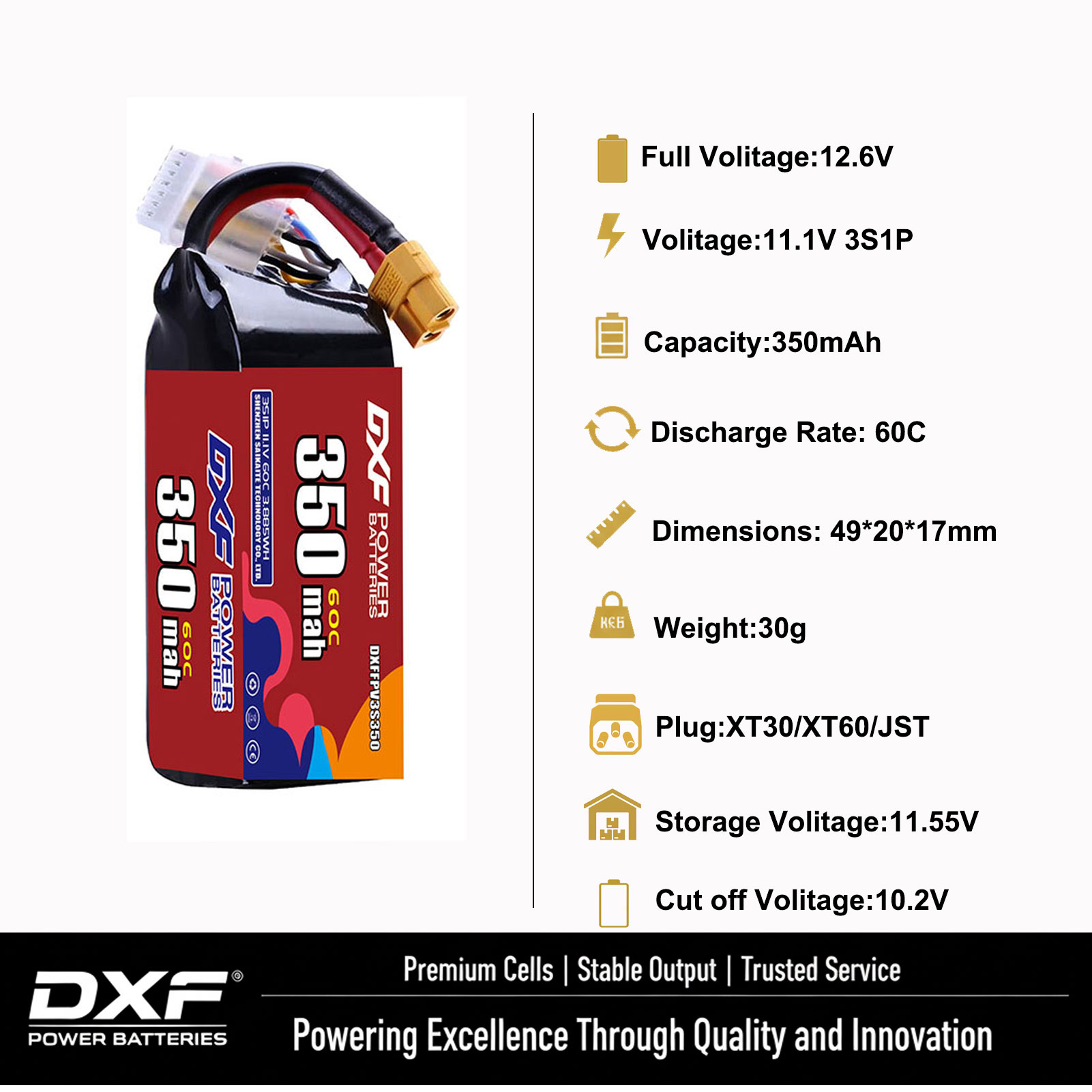 DXF Lipo 3S Battery 11.4V 1700 - đánh giá và giá Drone Battery 3S